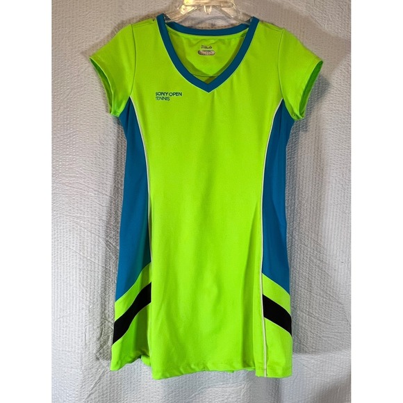 Fila Tennis Dress Sony Open Athletic Neon Green Blue XS - Picture 1 of 8